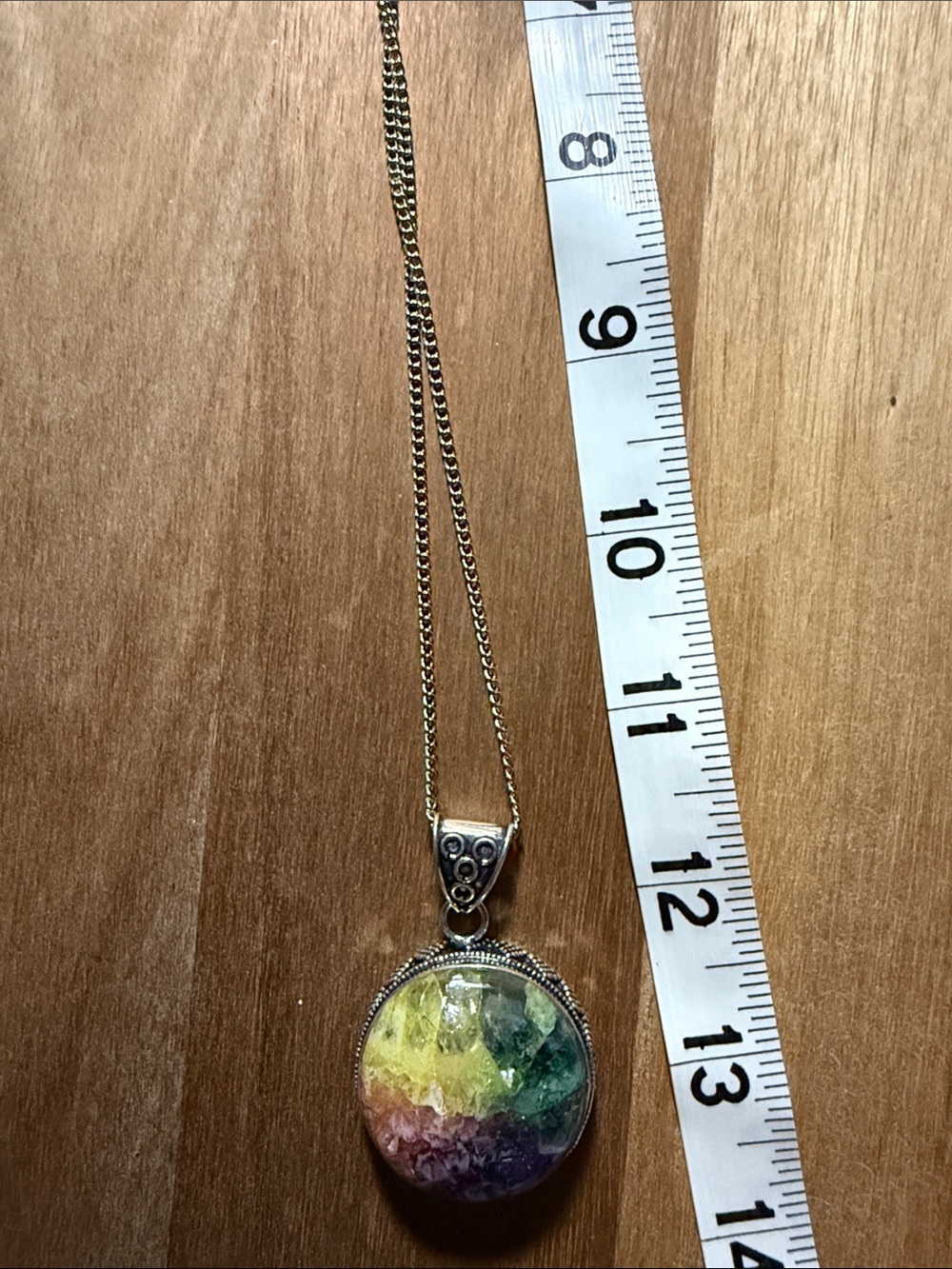 Rainbow Quartz Sterling silver 925 stamped pendant with stainless steel chain - Picture 5 of 5